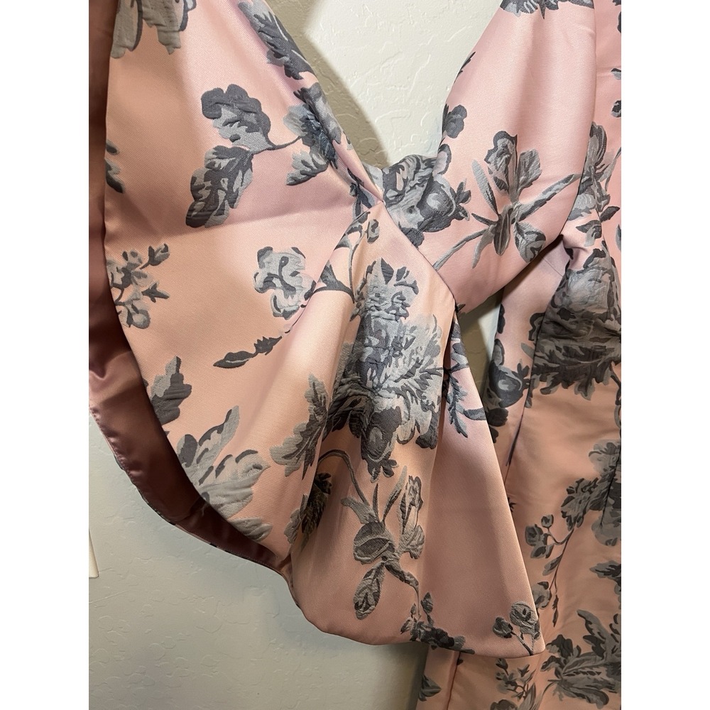 Belle Badgley Mischka Pink Gray Floral Romantic Mini Dress Sz 10 - Picture 4 of 8